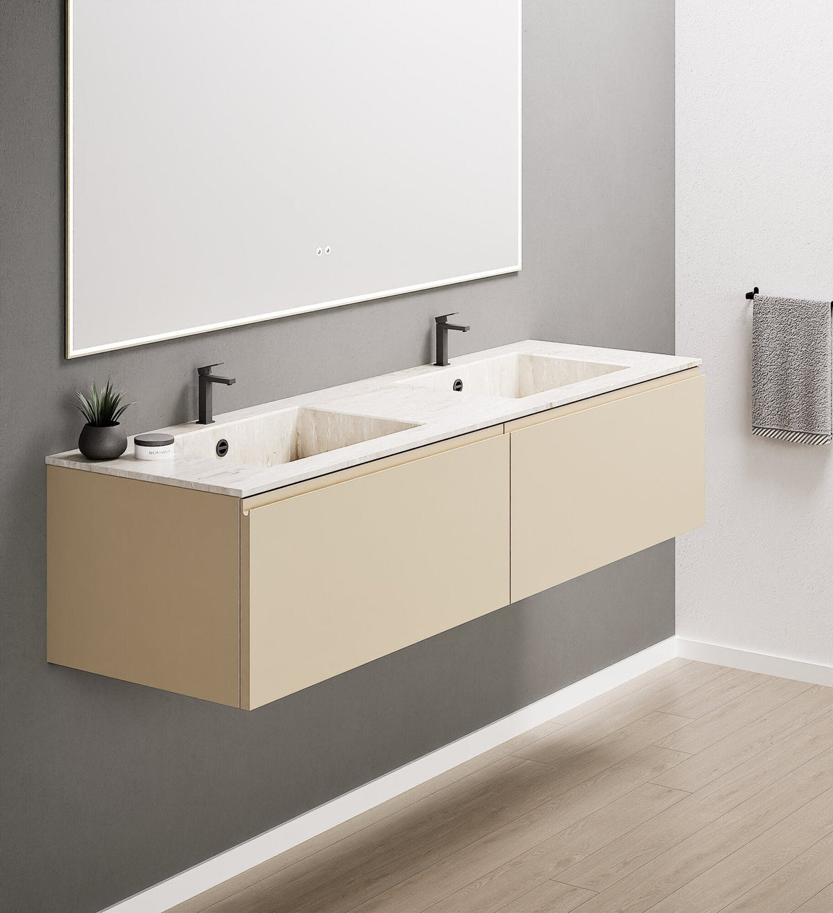ALBA – Double Corian® Basin Unit with 2 Aligned Drawers - ROVALUX