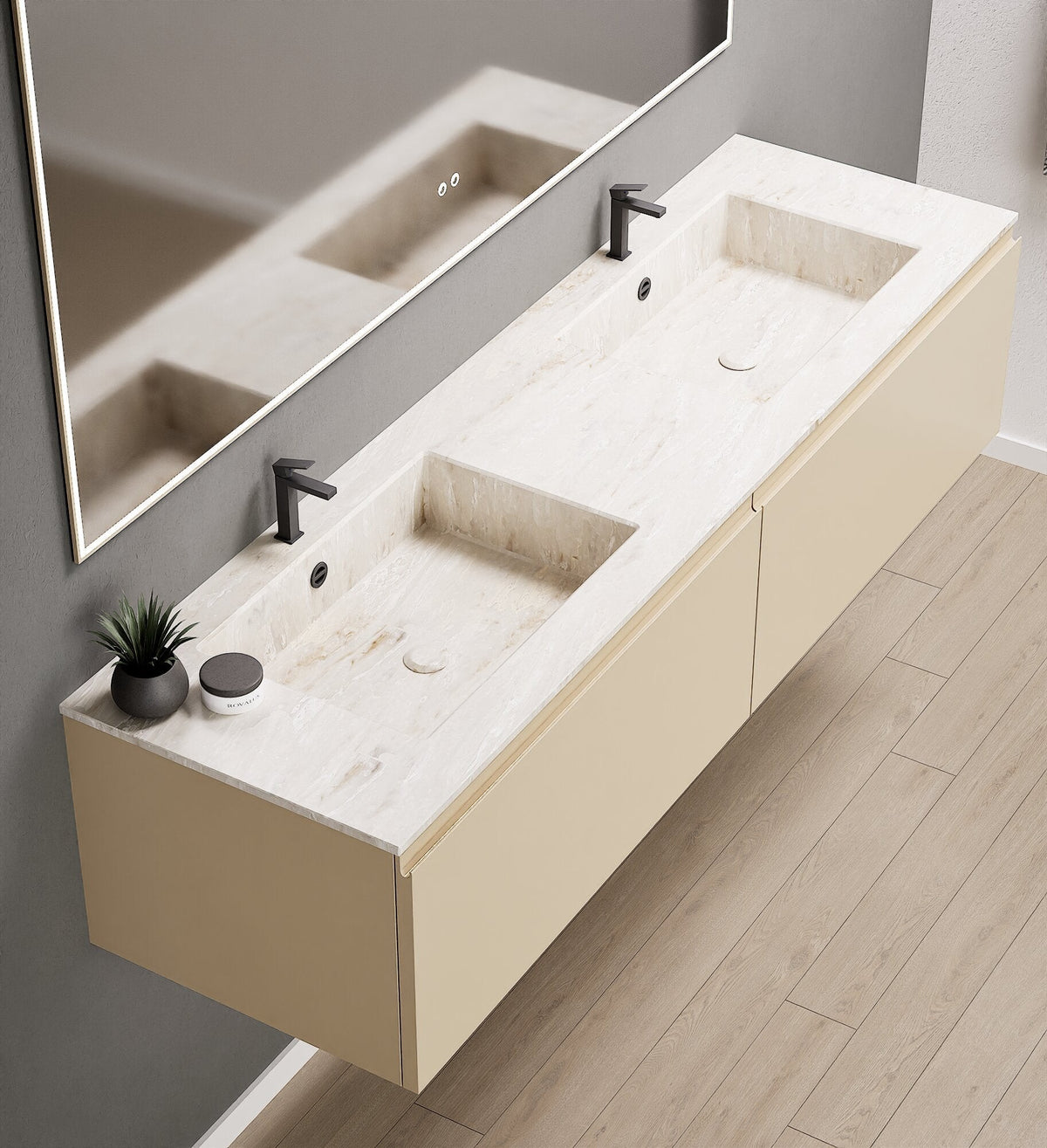 ALBA – Double Corian® Basin Unit with 2 Aligned Drawers - ROVALUX