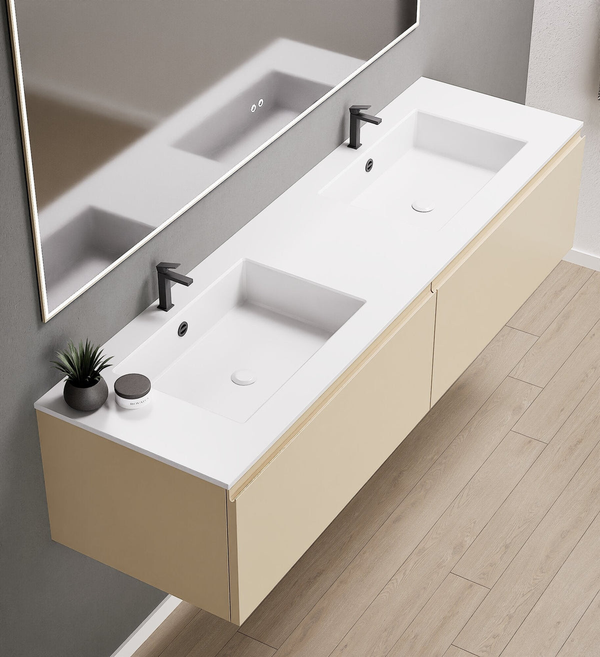 ALBA – Double Corian® Basin Unit with 2 Aligned Drawers - ROVALUX