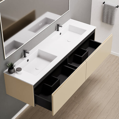 ALBA – Double Corian® Basin Unit with 2 Aligned Drawers - ROVALUX