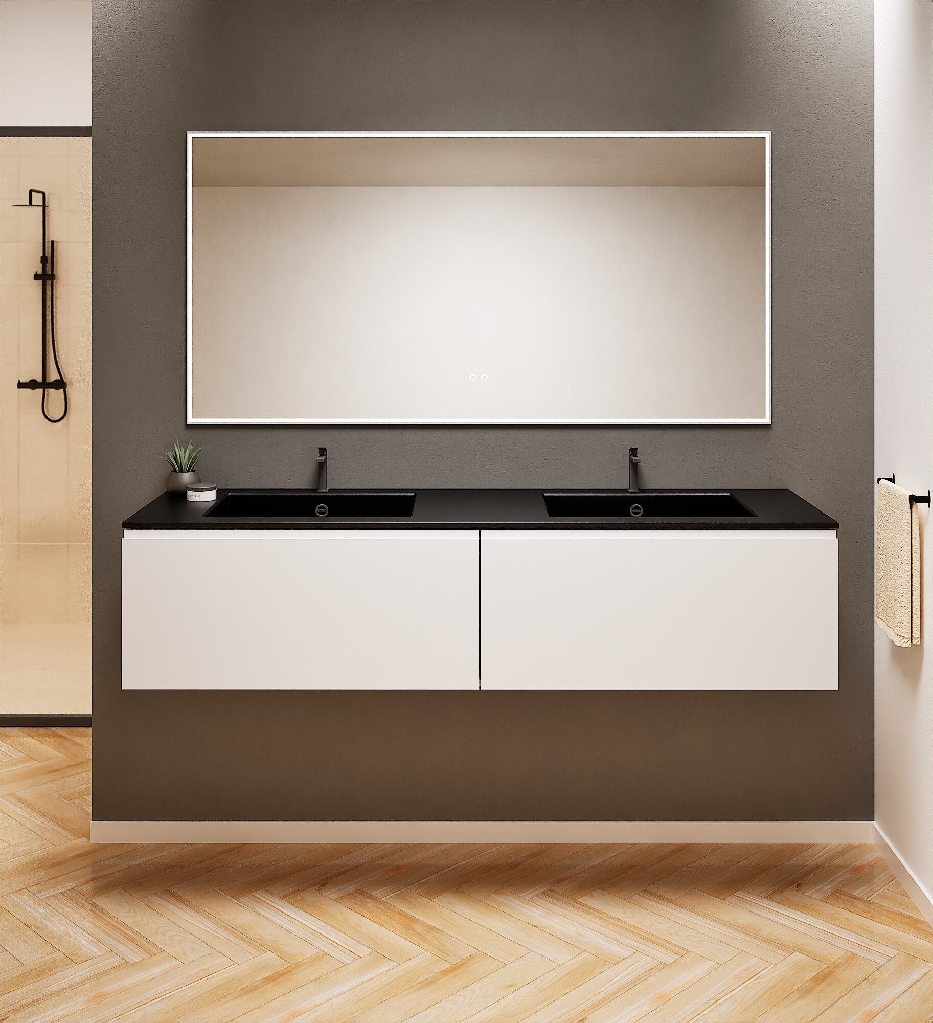 ALBA – Double Corian® Basin Unit with 2 Aligned Drawers - ROVALUX