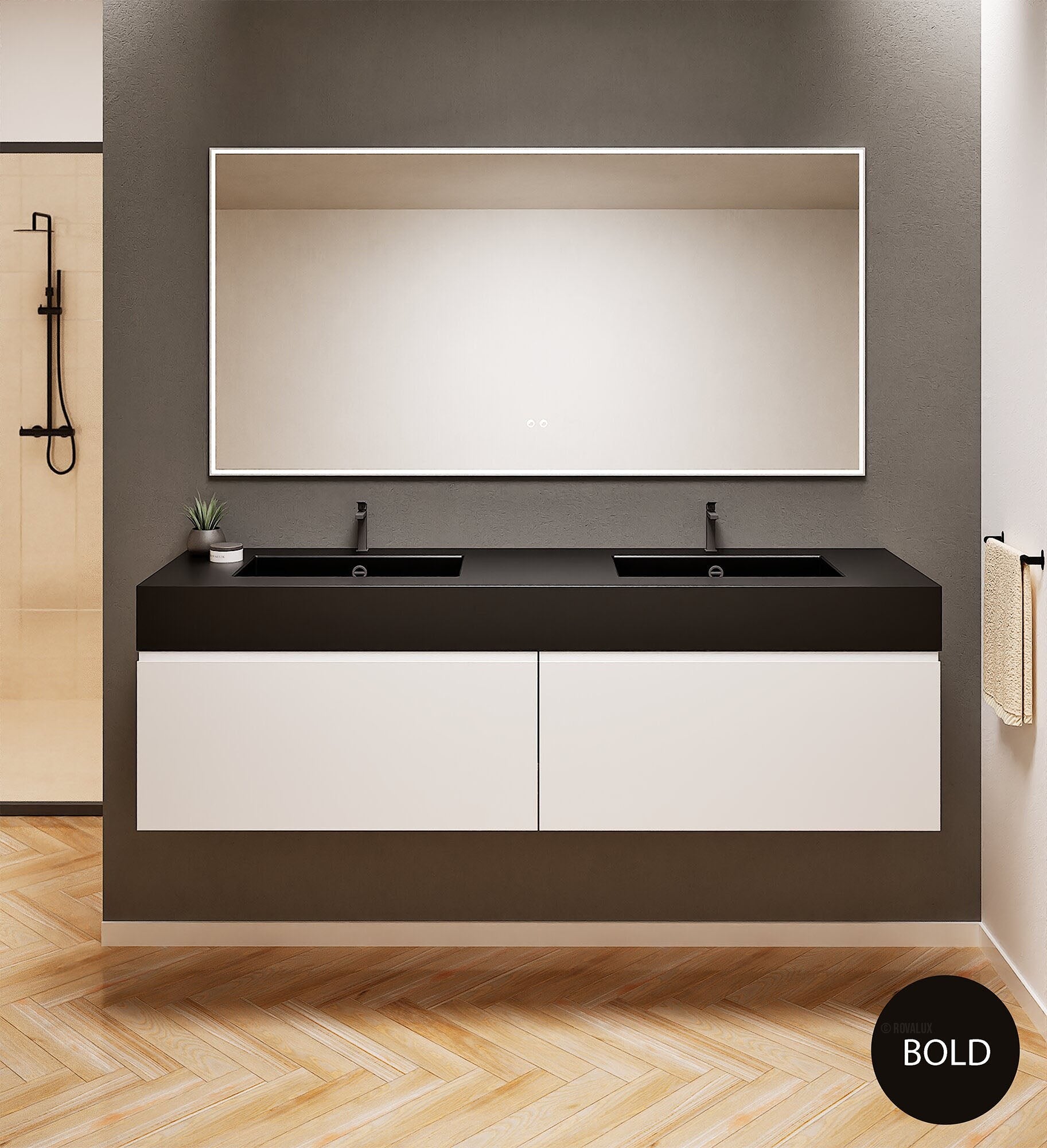 ALBA – Double Corian® Basin Unit with 2 Aligned Drawers - ROVALUX