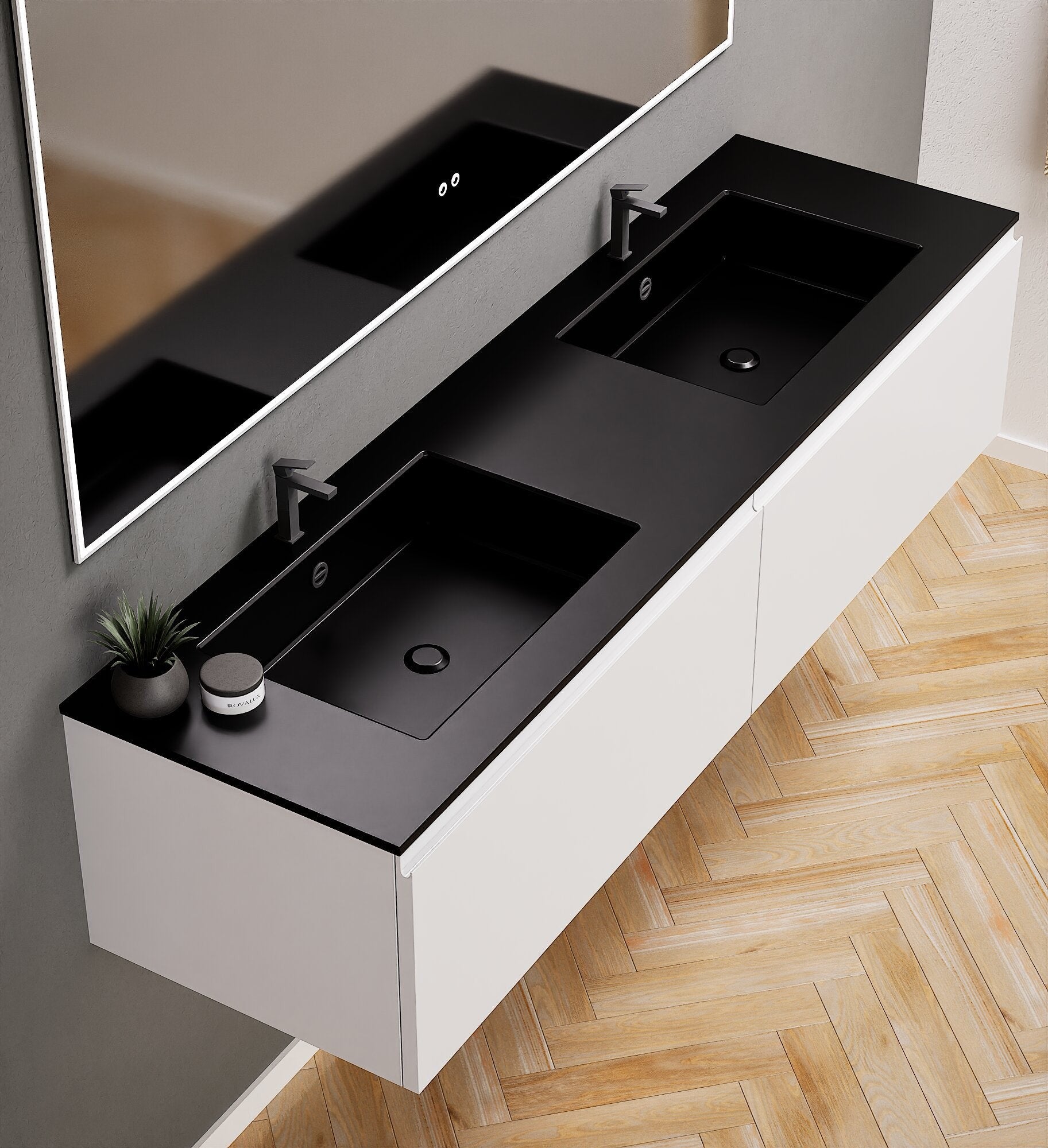 ALBA – Double Corian® Basin Unit with 2 Aligned Drawers - ROVALUX