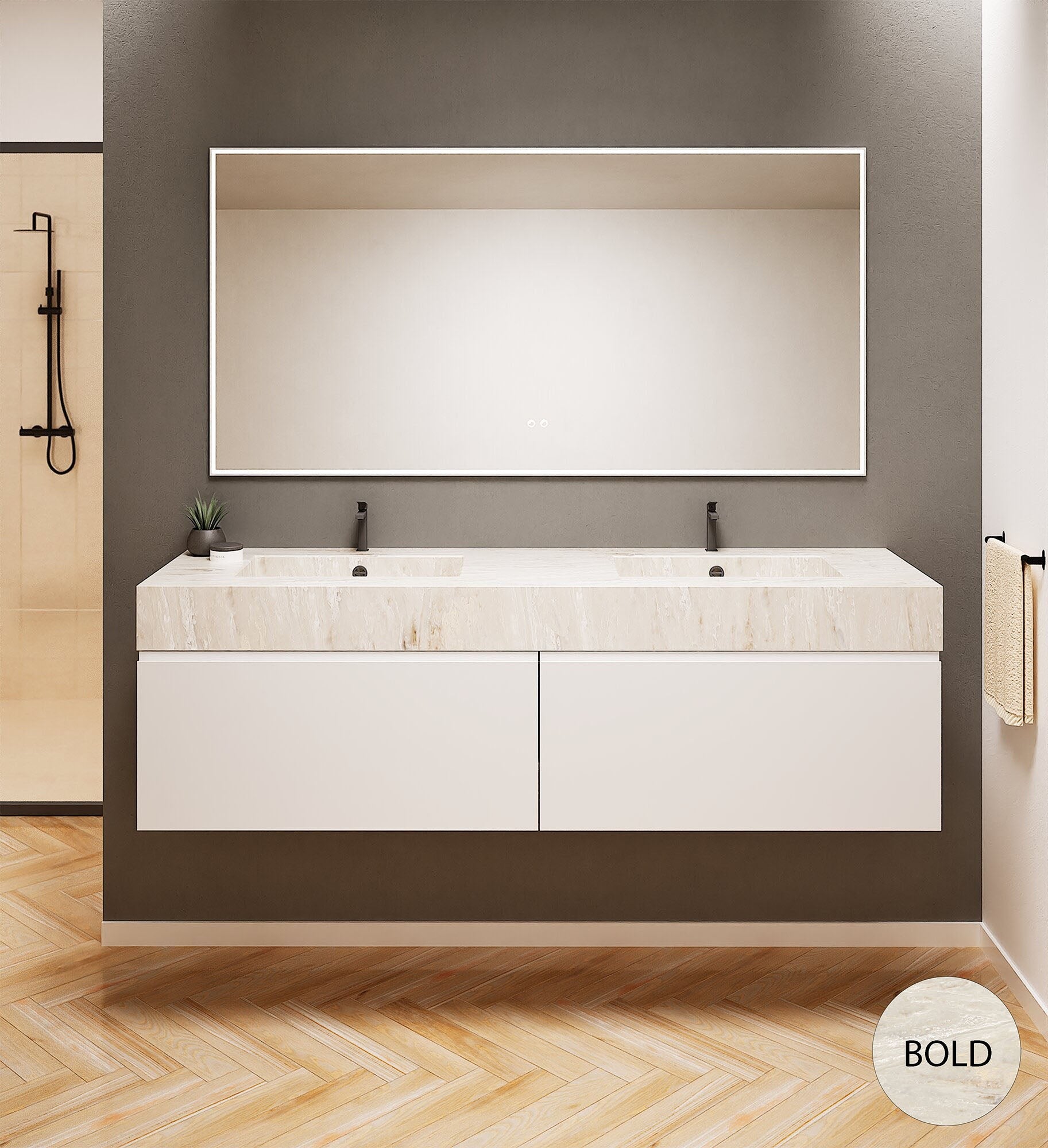 ALBA – Double Corian® Basin Unit with 2 Aligned Drawers - ROVALUX