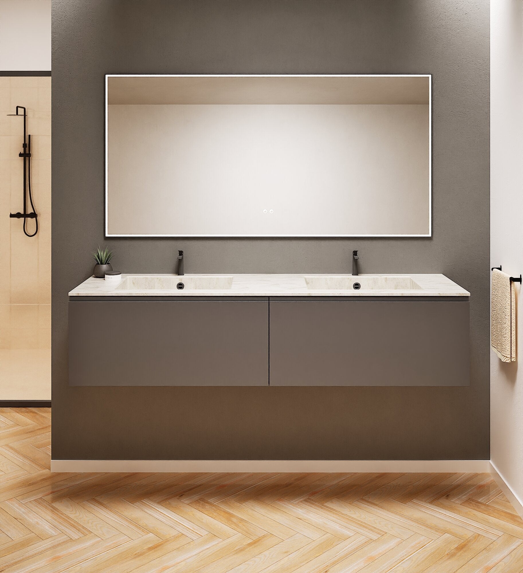 ALBA – Double Corian® Basin Unit with 2 Aligned Drawers - ROVALUX