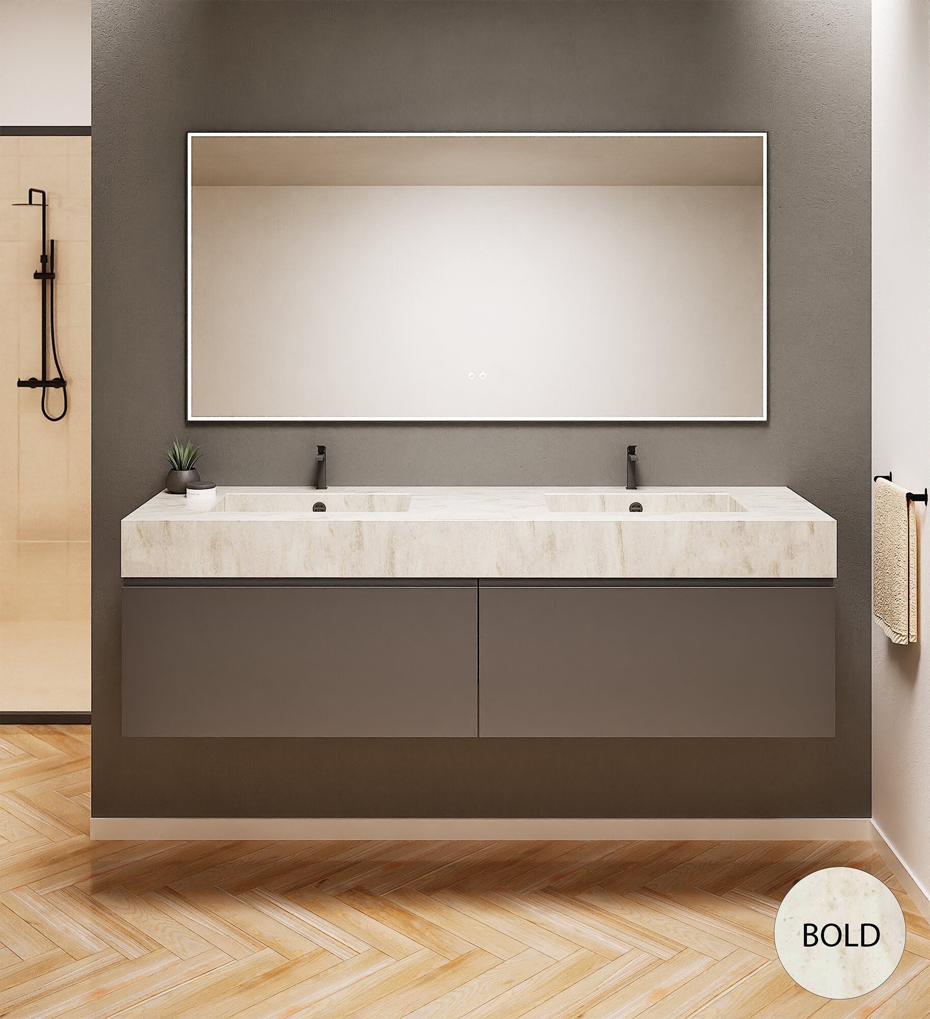 ALBA – Double Corian® Basin Unit with 2 Aligned Drawers - ROVALUX