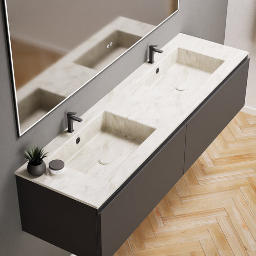 ALBA – Double Corian® Basin Unit with 2 Aligned Drawers - ROVALUX
