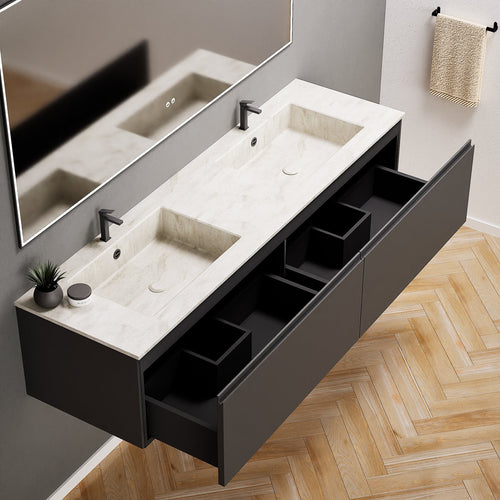 ALBA – Double Corian® Basin Unit with 2 Aligned Drawers - ROVALUX