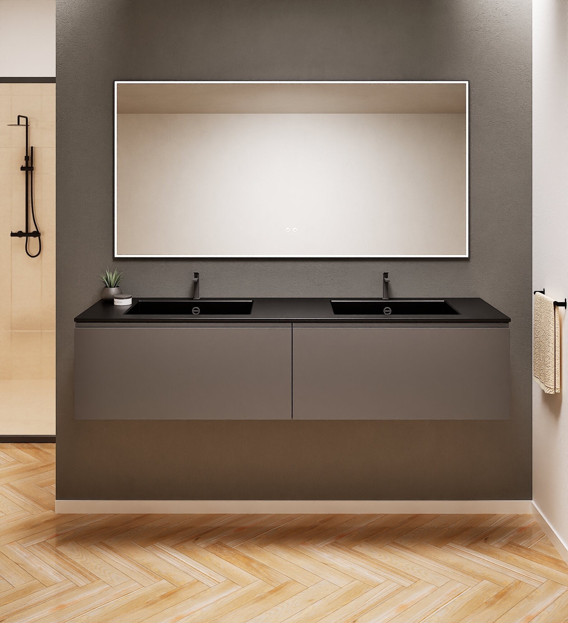 ALBA – Double Corian® Basin Unit with 2 Aligned Drawers - ROVALUX