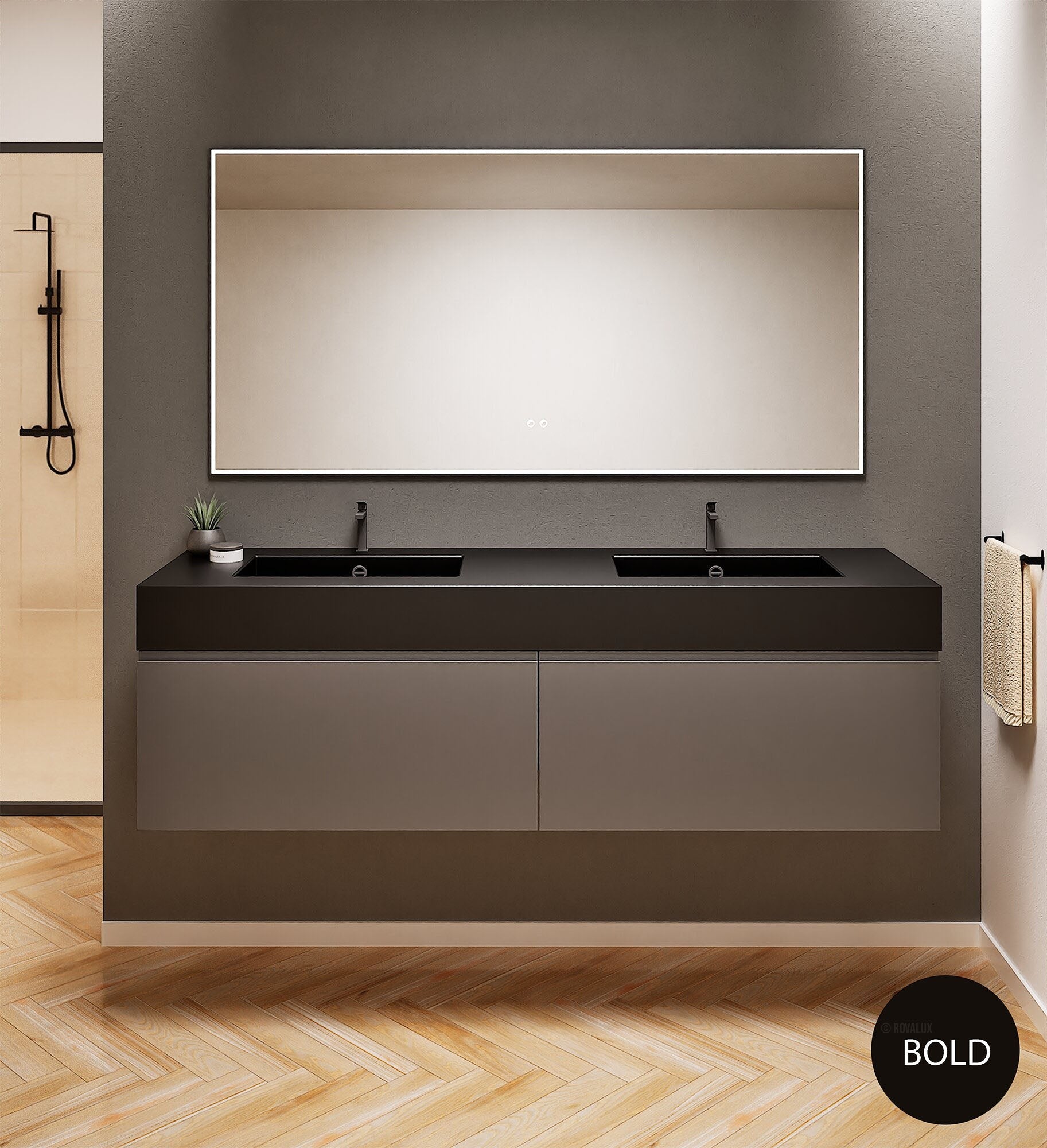 ALBA – Double Corian® Basin Unit with 2 Aligned Drawers - ROVALUX