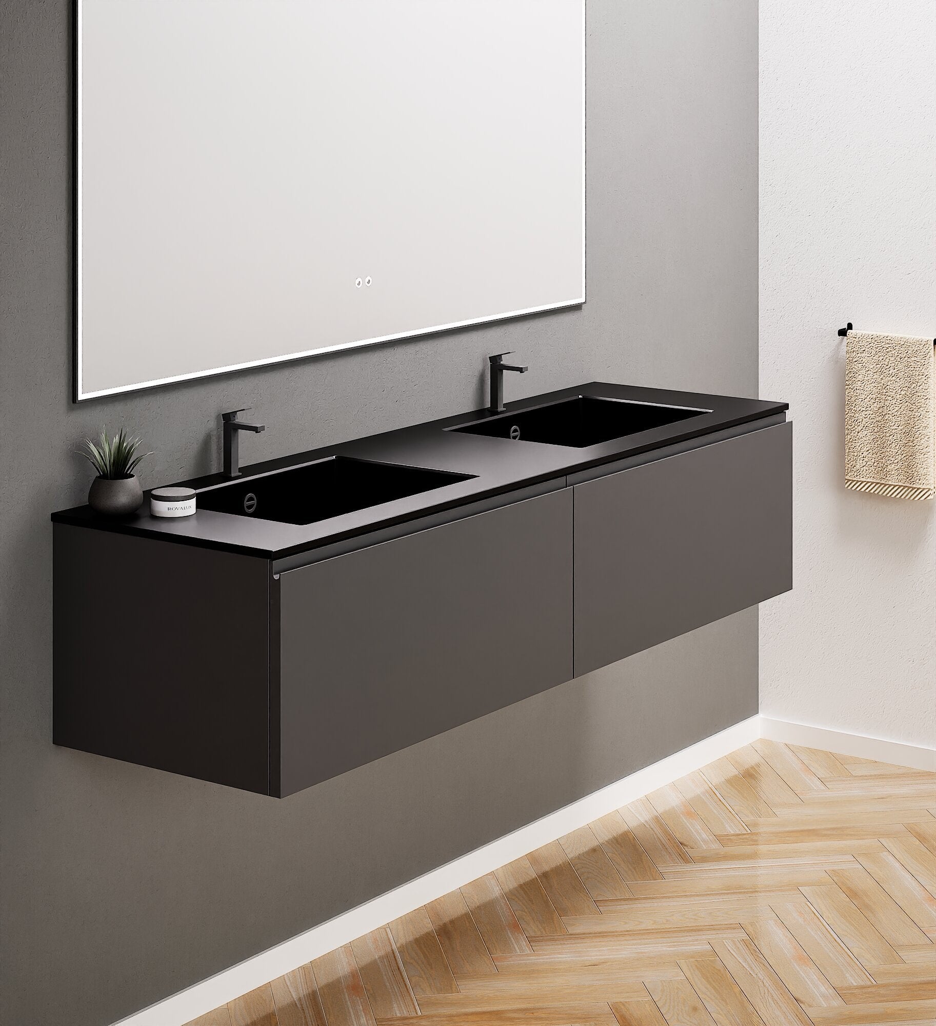 ALBA – Double Corian® Basin Unit with 2 Aligned Drawers - ROVALUX