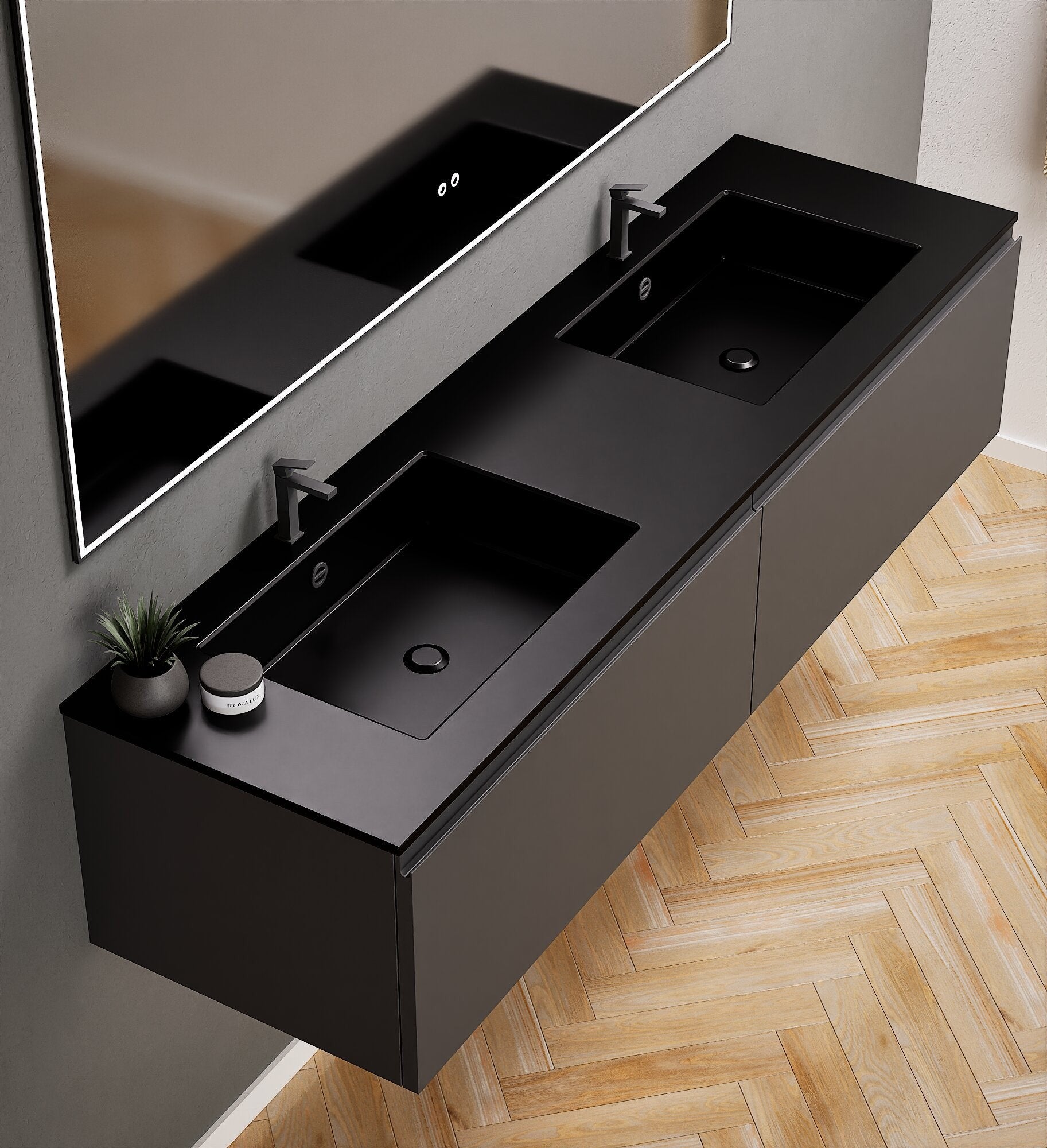 ALBA – Double Corian® Basin Unit with 2 Aligned Drawers - ROVALUX