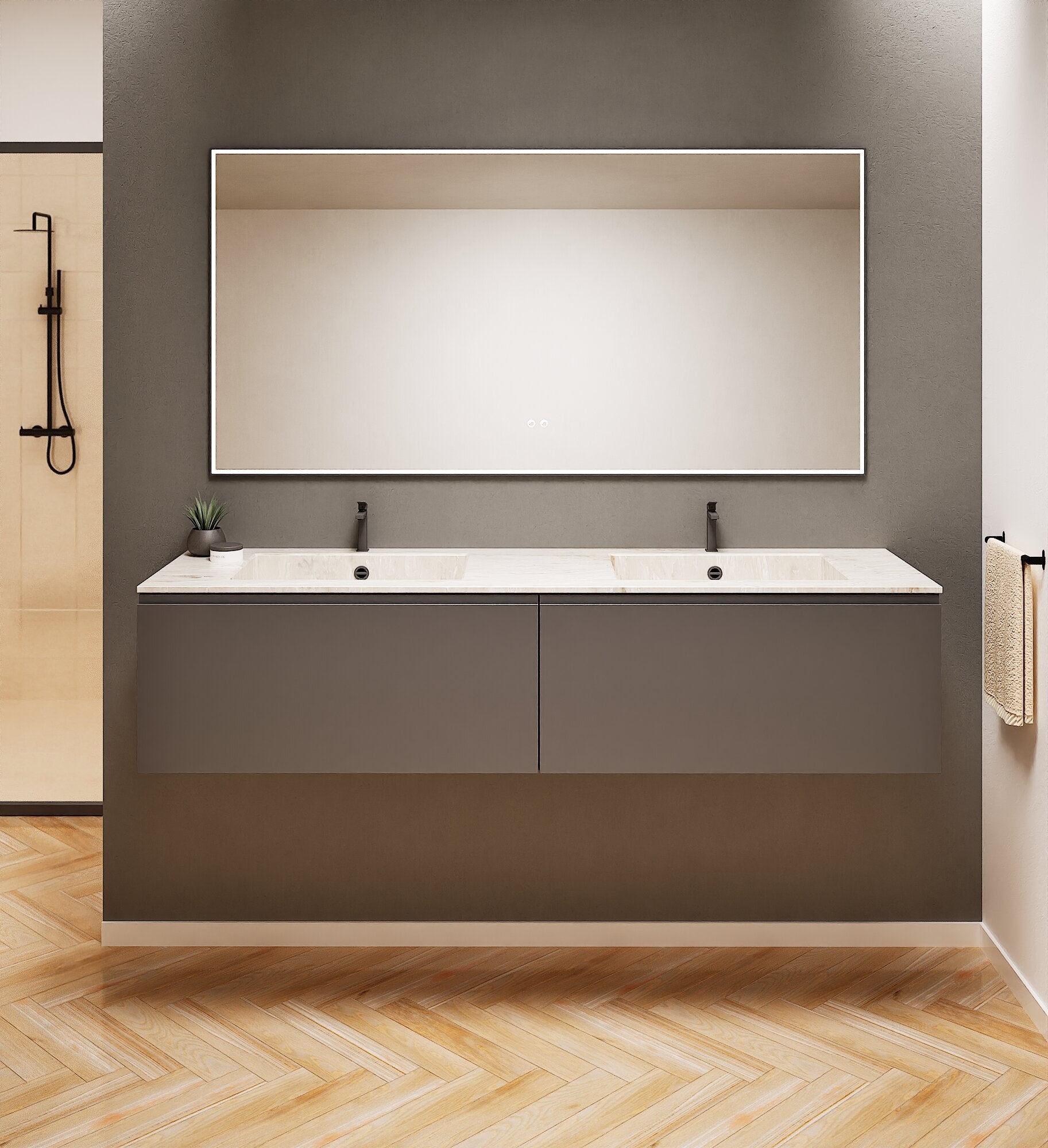 ALBA – Double Corian® Basin Unit with 2 Aligned Drawers - ROVALUX