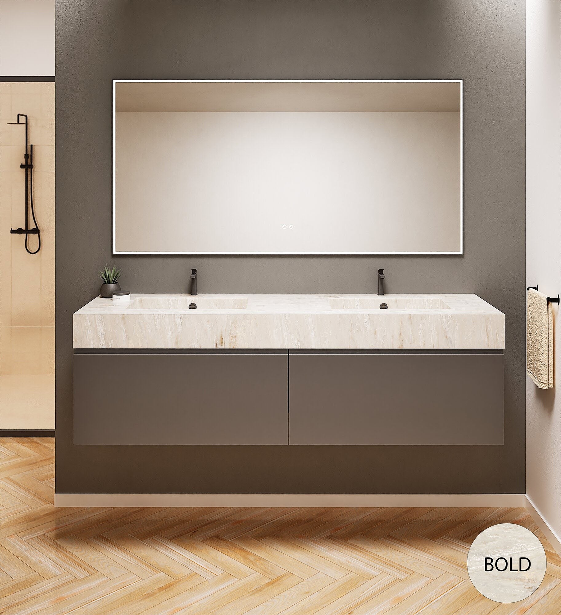 ALBA – Double Corian® Basin Unit with 2 Aligned Drawers - ROVALUX