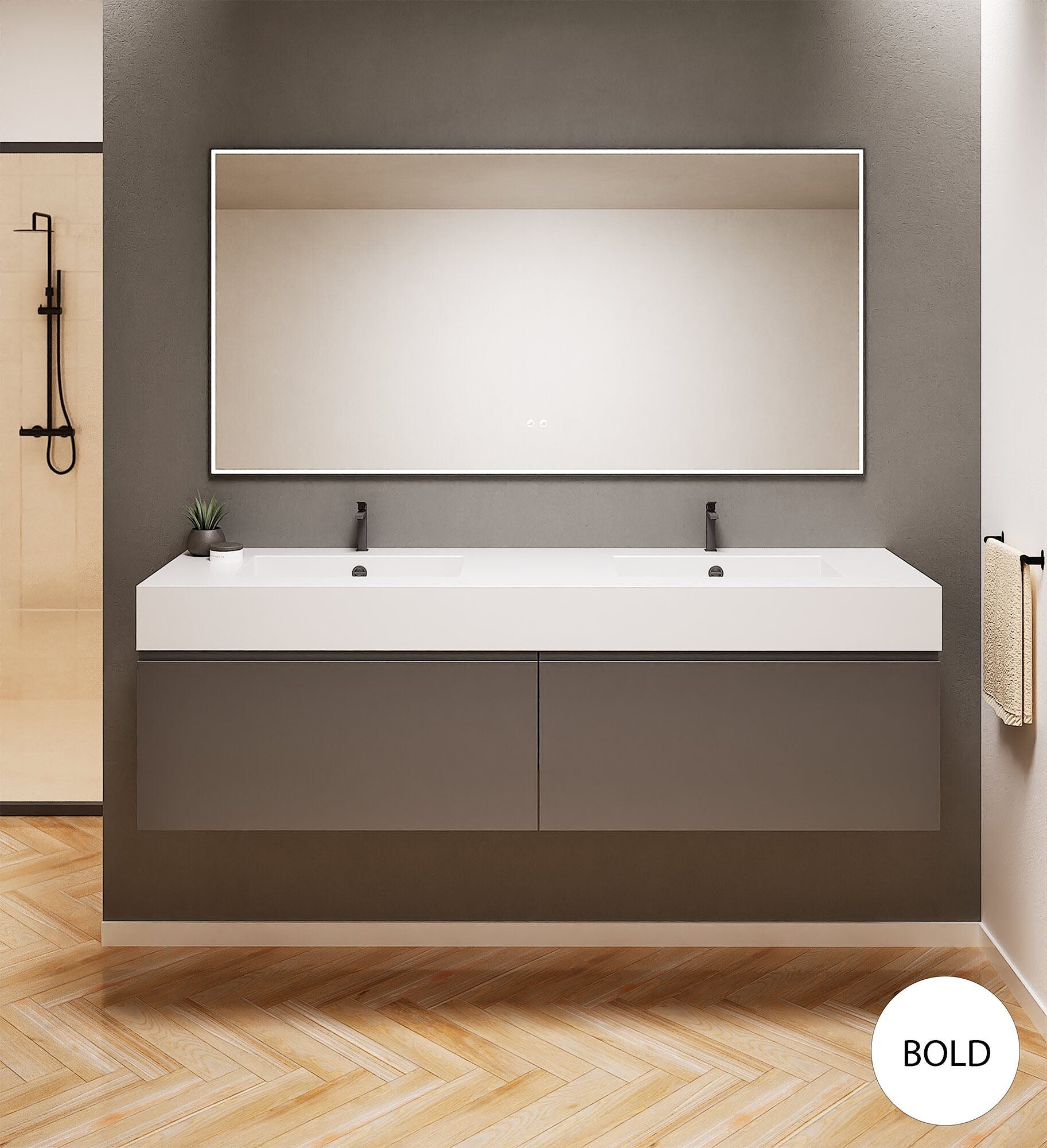 ALBA – Double Corian® Basin Unit with 2 Aligned Drawers - ROVALUX