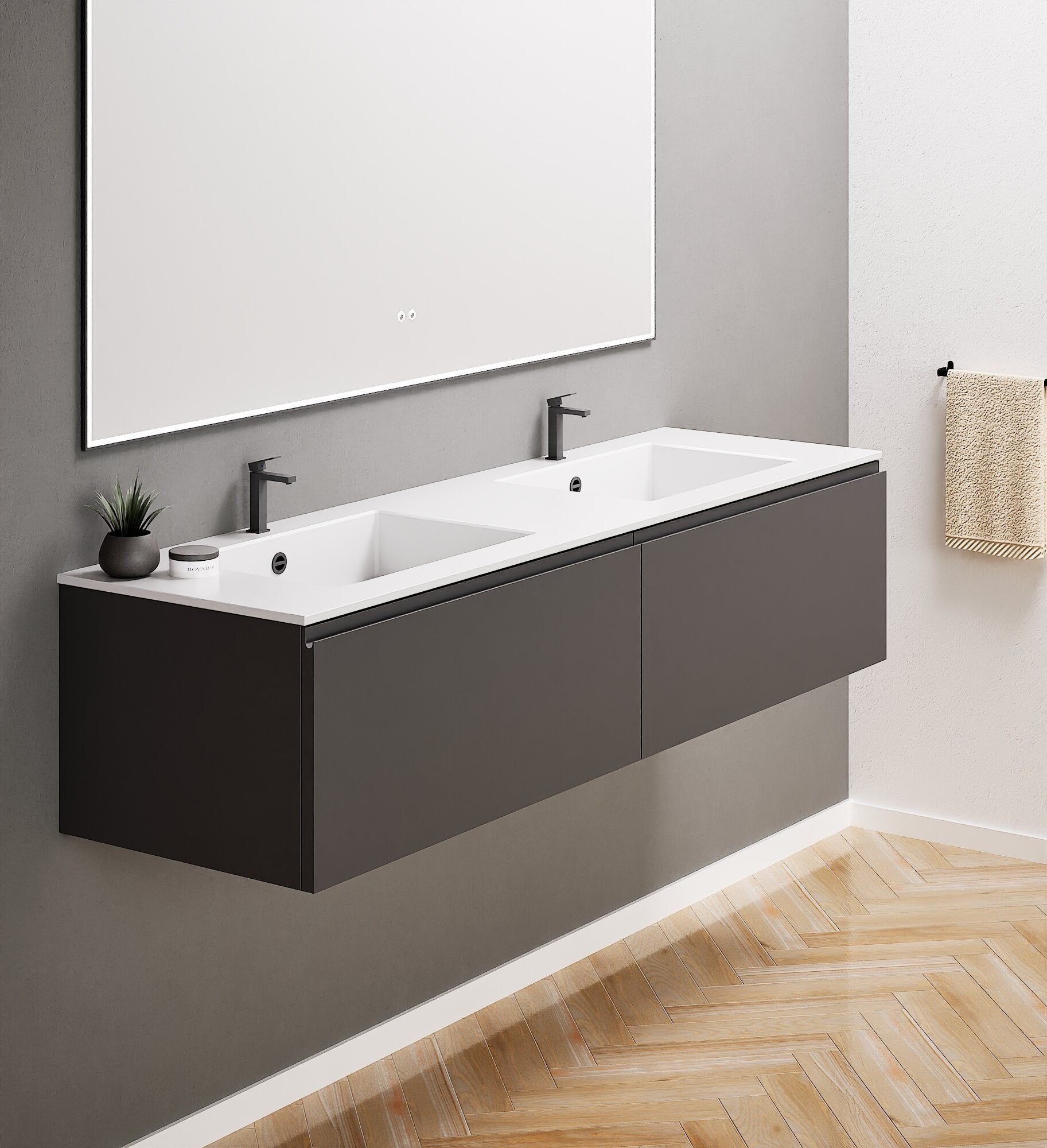 ALBA – Double Corian® Basin Unit with 2 Aligned Drawers - ROVALUX