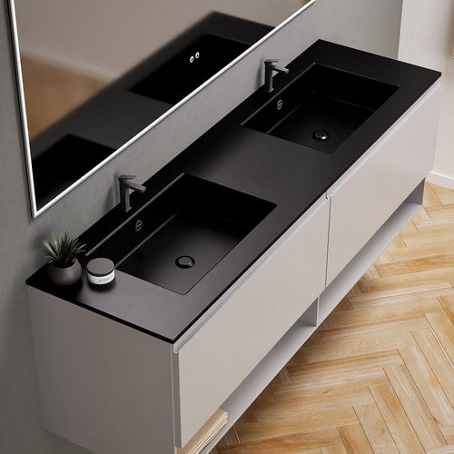 ALBA – Double Corian® Basin Unit with 2 Aligned Drawers and buttom Shelves - ROVALUX