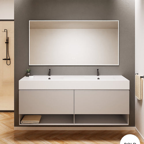 ALBA – Double Corian® Basin Unit with 2 Aligned Drawers and buttom Shelves - ROVALUX