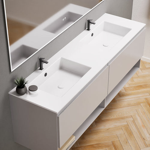 ALBA – Double Corian® Basin Unit with 2 Aligned Drawers and buttom Shelves - ROVALUX