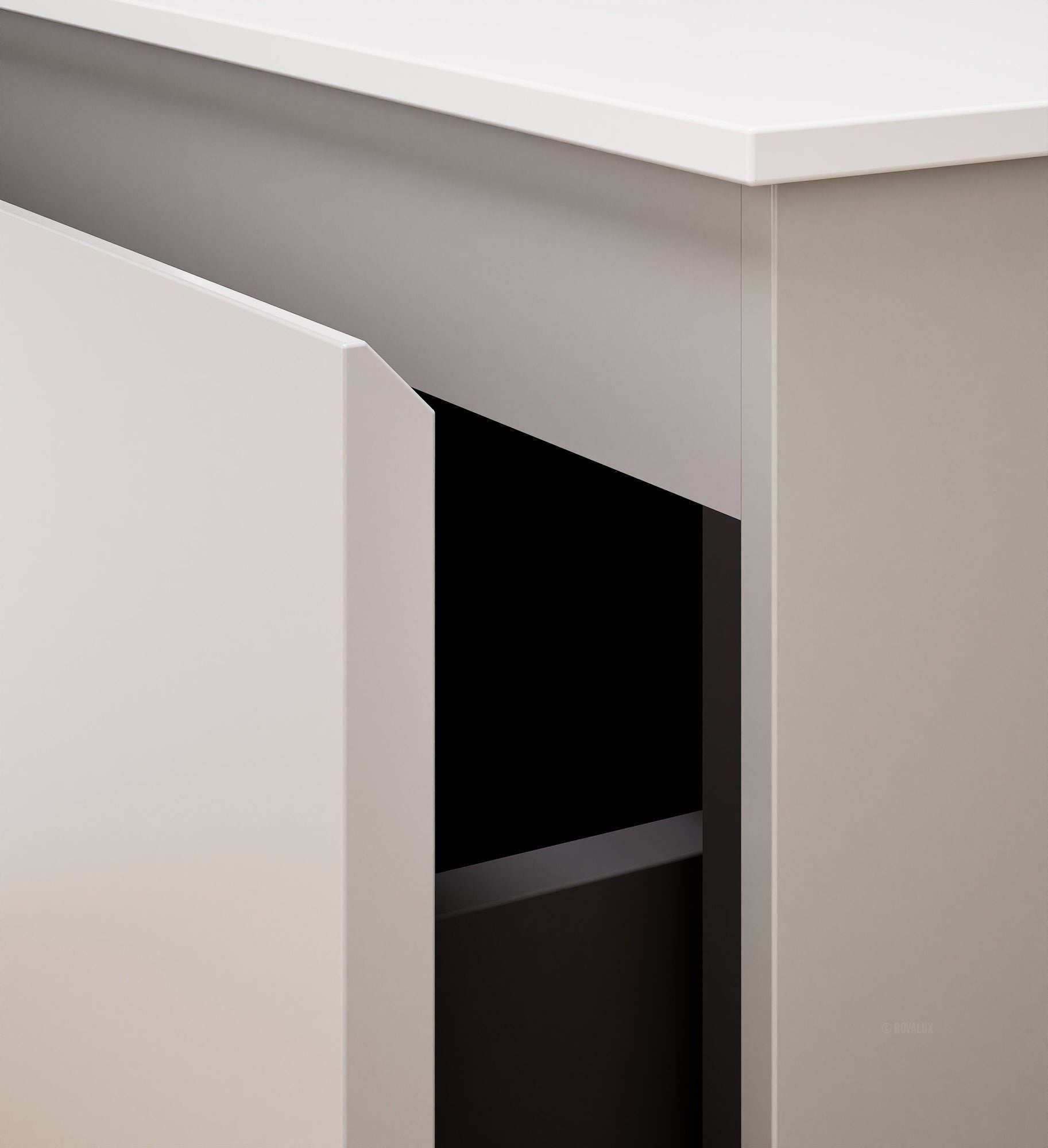 ALBA – Double Corian® Basin Unit with 2 Aligned Drawers and buttom Shelves - ROVALUX