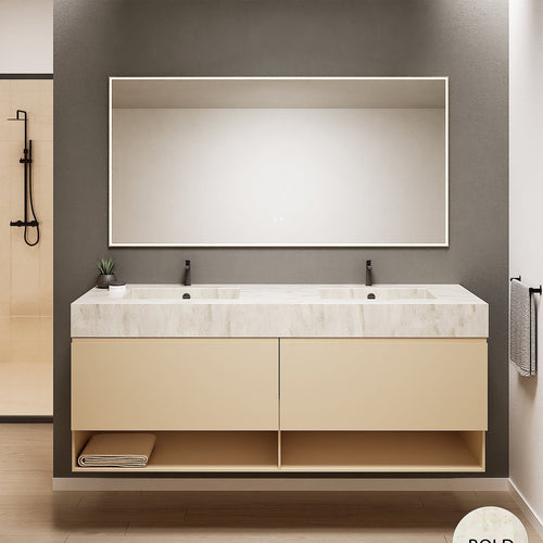 ALBA – Double Corian® Basin Unit with 2 Aligned Drawers and buttom Shelves - ROVALUX