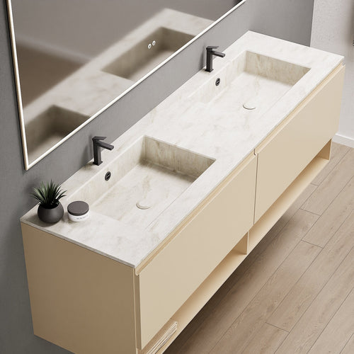 ALBA – Double Corian® Basin Unit with 2 Aligned Drawers and buttom Shelves - ROVALUX