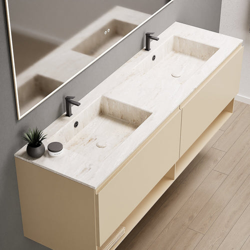 ALBA – Double Corian® Basin Unit with 2 Aligned Drawers and buttom Shelves - ROVALUX