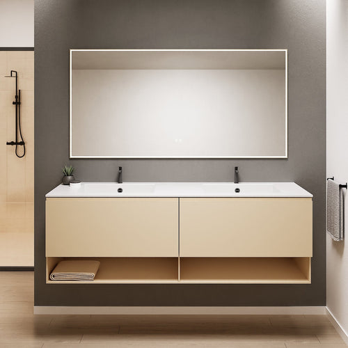 ALBA – Double Corian® Basin Unit with 2 Aligned Drawers and buttom Shelves - ROVALUX