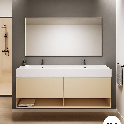 ALBA – Double Corian® Basin Unit with 2 Aligned Drawers and buttom Shelves - ROVALUX