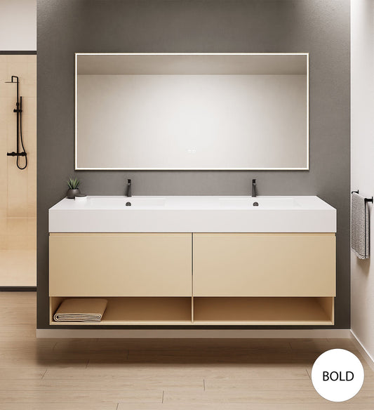 ALBA – Double Corian® Basin Unit with 2 Aligned Drawers and buttom Shelves - ROVALUX