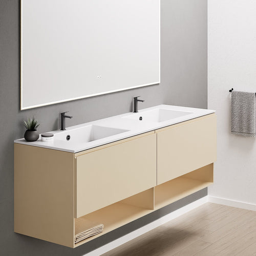 ALBA – Double Corian® Basin Unit with 2 Aligned Drawers and buttom Shelves - ROVALUX