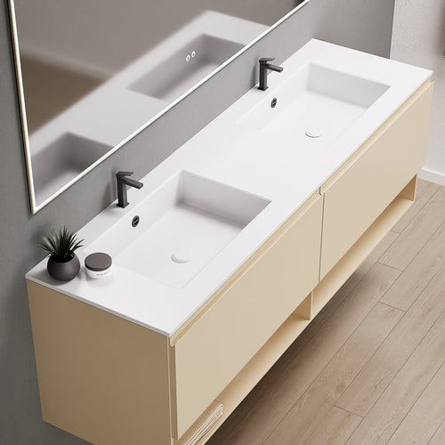 ALBA – Double Corian® Basin Unit with 2 Aligned Drawers and buttom Shelves - ROVALUX