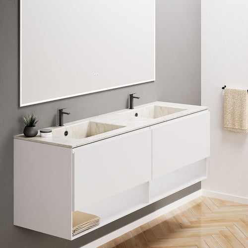 ALBA – Double Corian® Basin Unit with 2 Aligned Drawers and buttom Shelves - ROVALUX