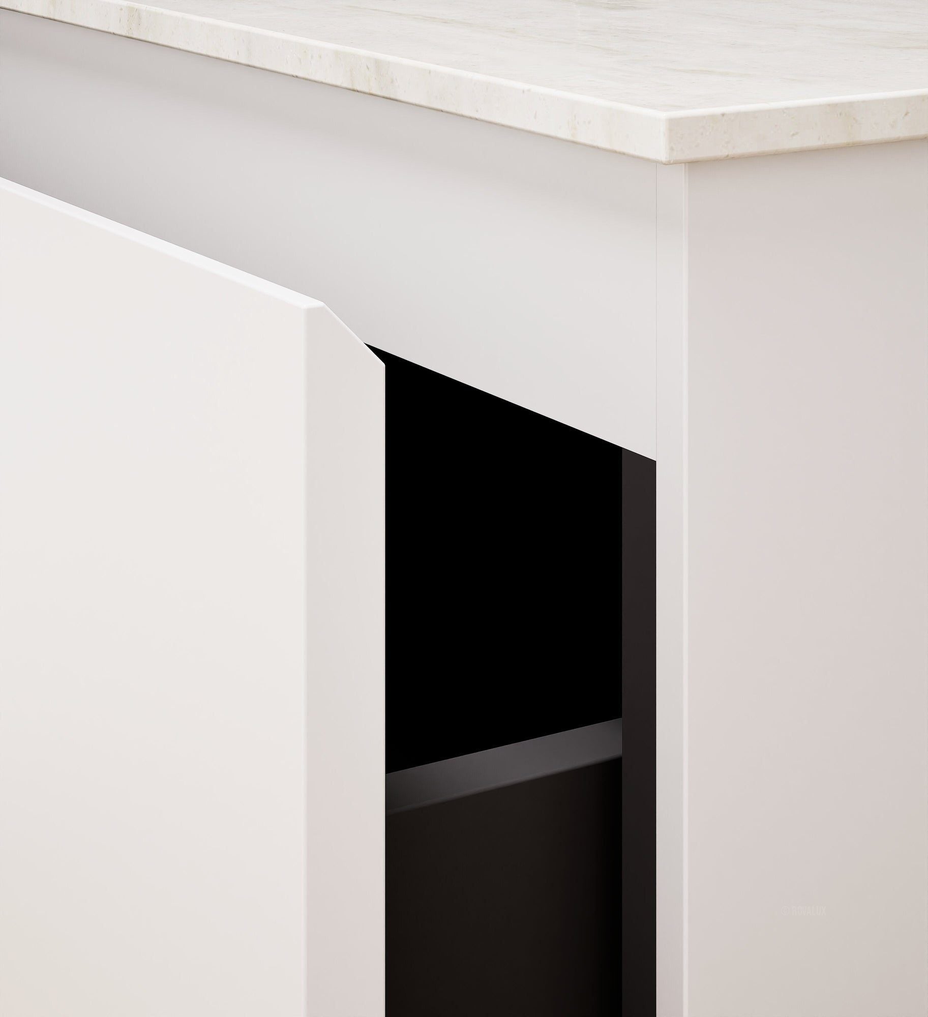 ALBA – Double Corian® Basin Unit with 2 Aligned Drawers and buttom Shelves - ROVALUX