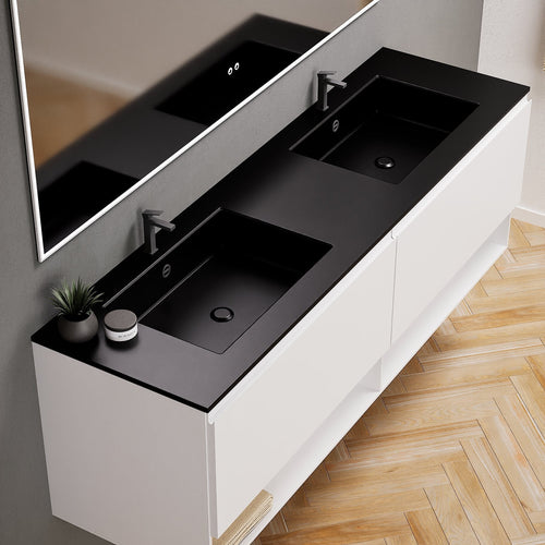 ALBA – Double Corian® Basin Unit with 2 Aligned Drawers and buttom Shelves - ROVALUX