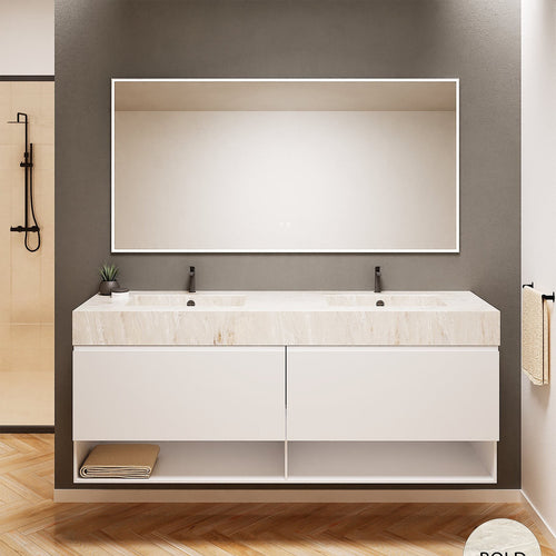 ALBA – Double Corian® Basin Unit with 2 Aligned Drawers and buttom Shelves - ROVALUX