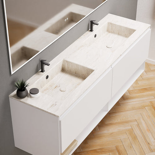 ALBA – Double Corian® Basin Unit with 2 Aligned Drawers and buttom Shelves - ROVALUX
