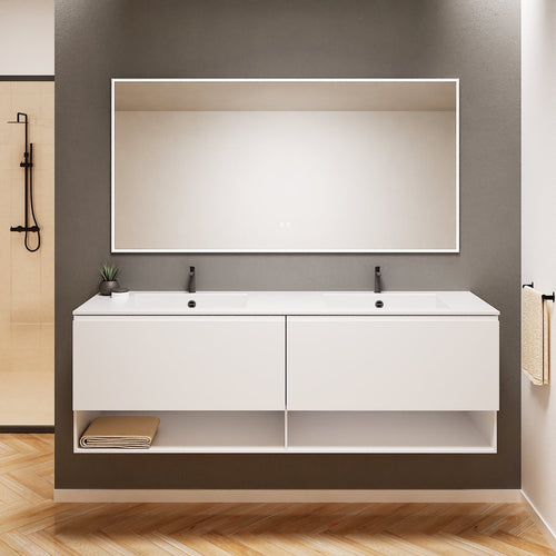 ALBA – Double Corian® Basin Unit with 2 Aligned Drawers and buttom Shelves - ROVALUX