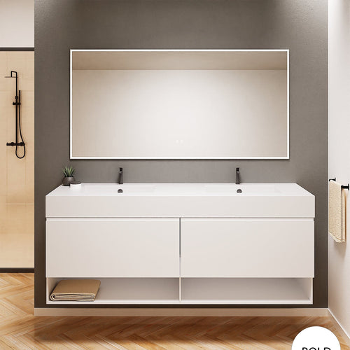 ALBA – Double Corian® Basin Unit with 2 Aligned Drawers and buttom Shelves - ROVALUX