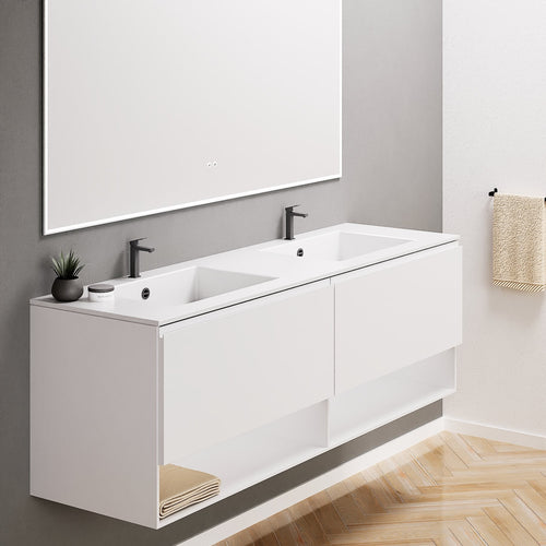 ALBA – Double Corian® Basin Unit with 2 Aligned Drawers and buttom Shelves - ROVALUX