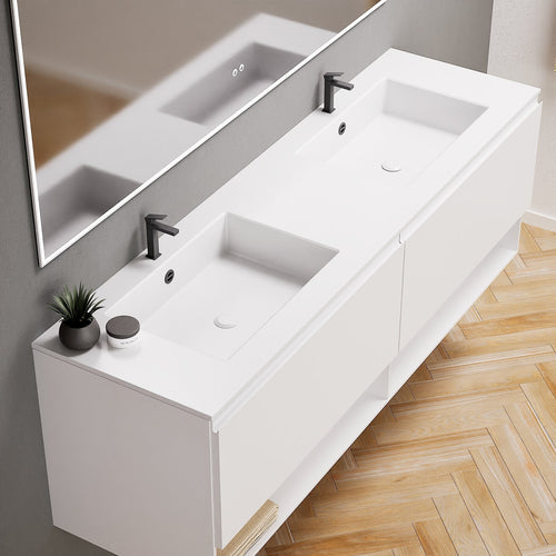 ALBA – Double Corian® Basin Unit with 2 Aligned Drawers and buttom Shelves - ROVALUX