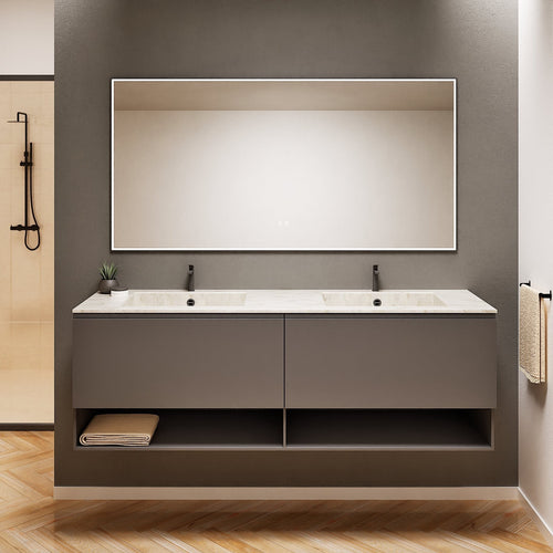 ALBA – Double Corian® Basin Unit with 2 Aligned Drawers and buttom Shelves - ROVALUX
