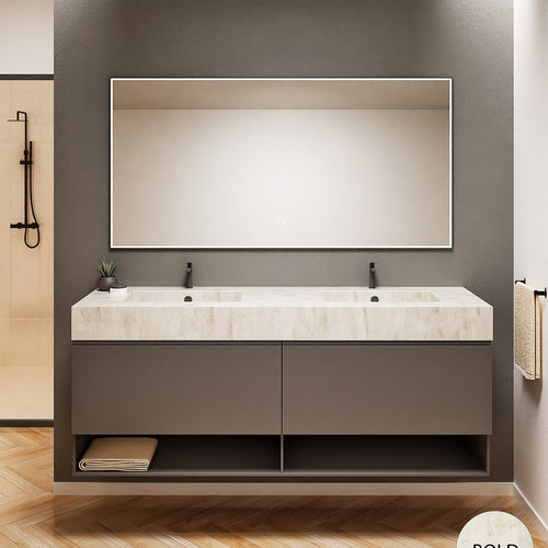 ALBA – Double Corian® Basin Unit with 2 Aligned Drawers and buttom Shelves - ROVALUX