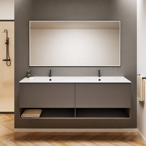 ALBA – Double Corian® Basin Unit with 2 Aligned Drawers and buttom Shelves - ROVALUX