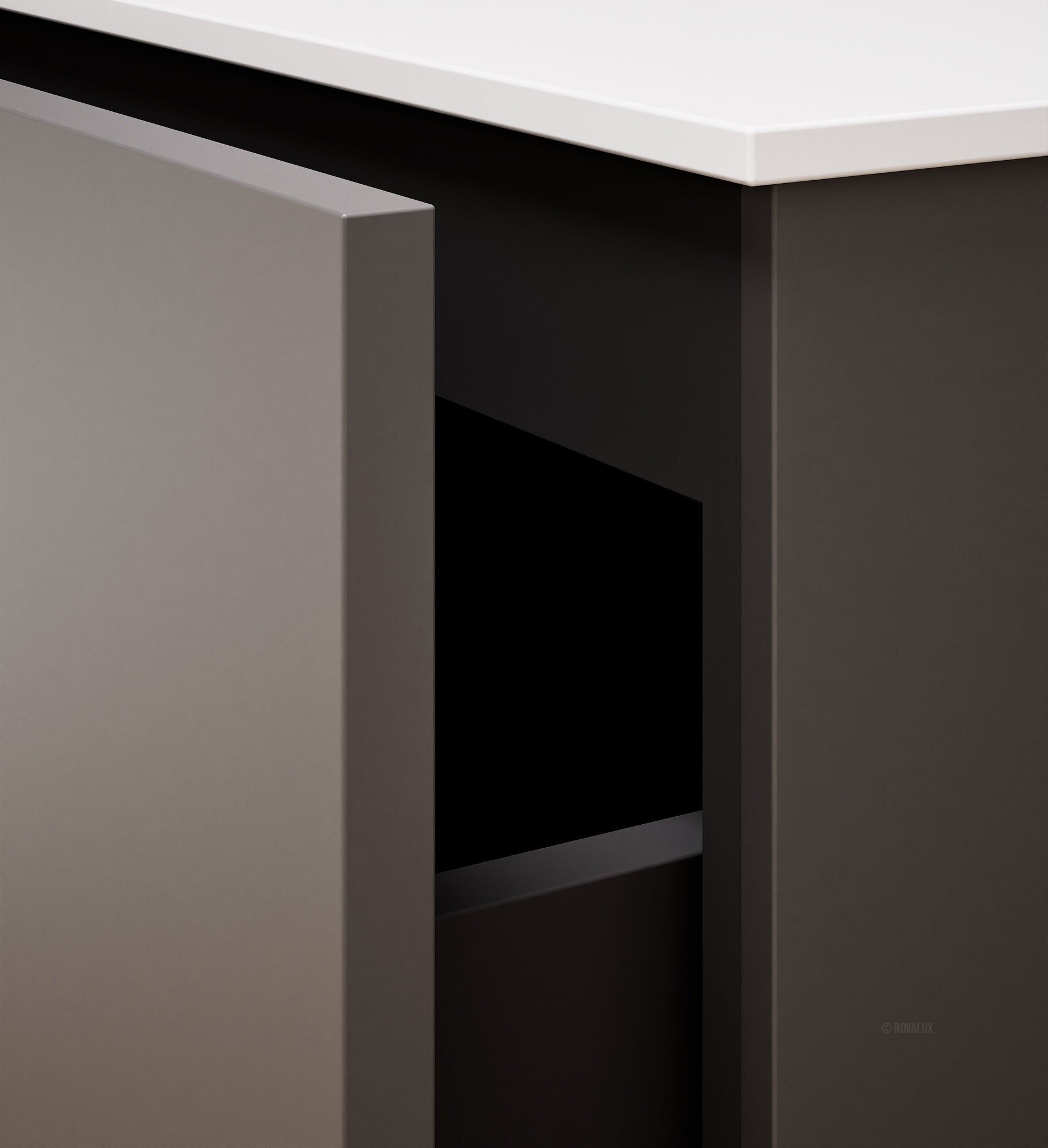 ALBA – Double Corian® Basin Unit with 2 Aligned Drawers and buttom Shelves - ROVALUX