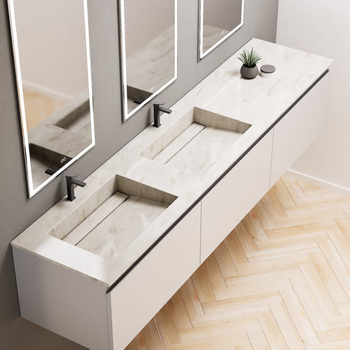 ALBA – Double Corian® Basin Unit with 3 Aligned Drawers - ROVALUX
