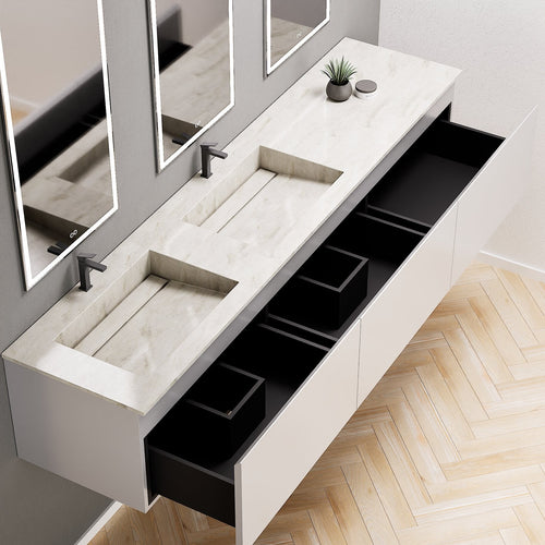 ALBA – Double Corian® Basin Unit with 3 Aligned Drawers - ROVALUX