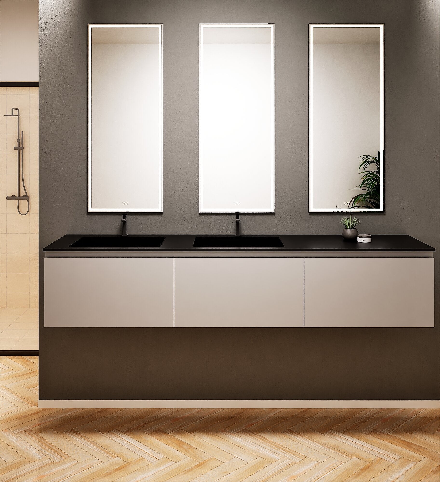 ALBA – Double Corian® Basin Unit with 3 Aligned Drawers - ROVALUX