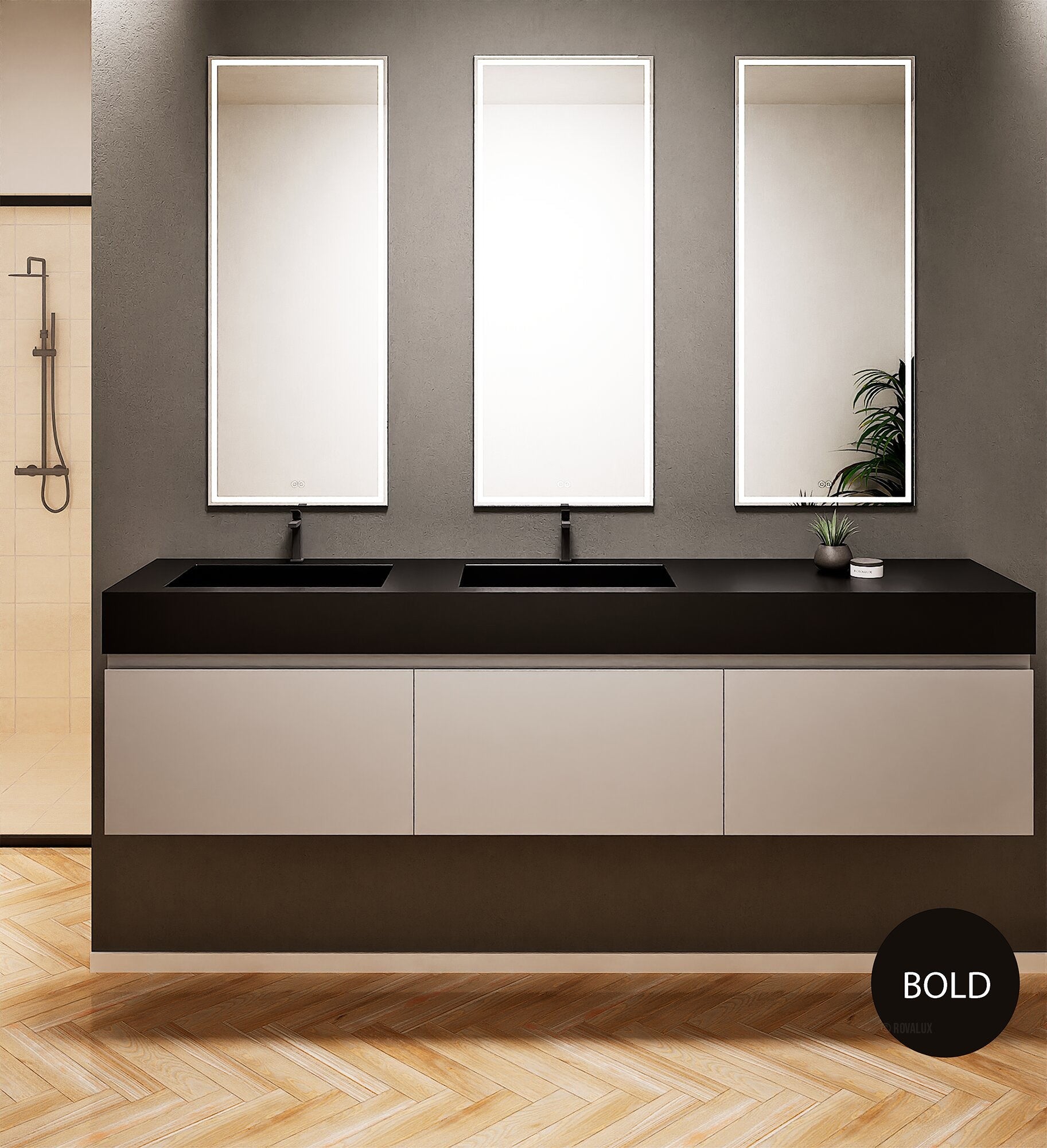 ALBA – Double Corian® Basin Unit with 3 Aligned Drawers - ROVALUX