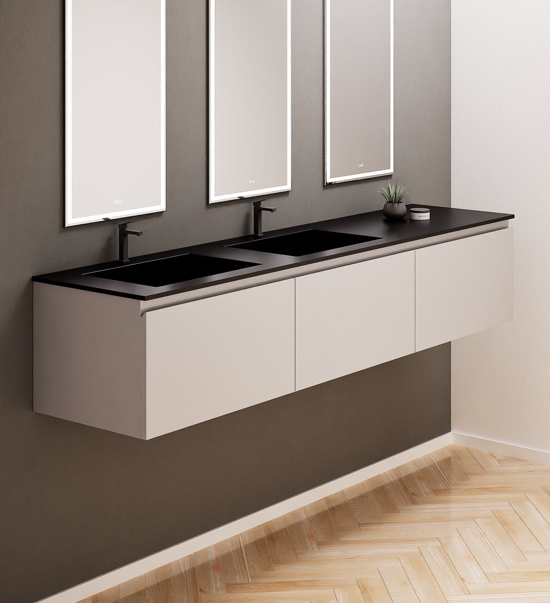 ALBA – Double Corian® Basin Unit with 3 Aligned Drawers - ROVALUX